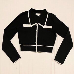 Grey Lab Faux Button Sweater Pullover Womens Small Long Sleeve Top